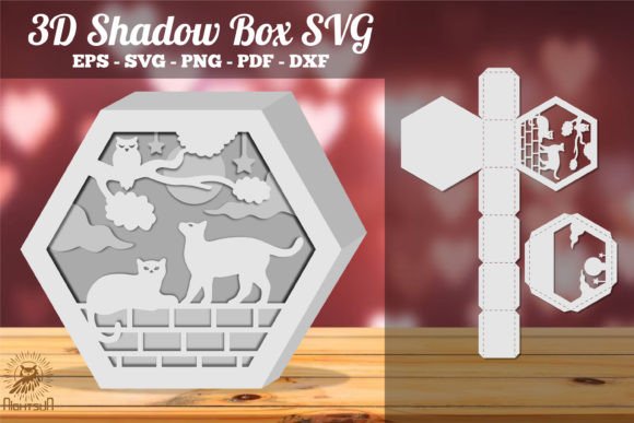 Couple Cat at Night Shadow Box SVG Review