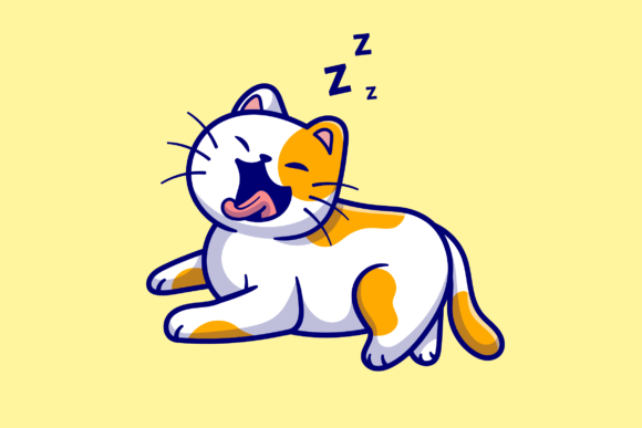 Cute Cat Yawning Cartoon Illustration Review