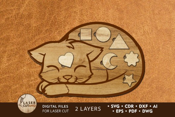 Puzzle for Kids Cat Shape Cut Template